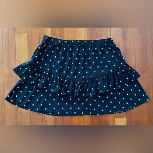 NWOT Madewell Plus’s Pull-On Ruffle Tiered Mini Skirt in Black & White Dot - 2X